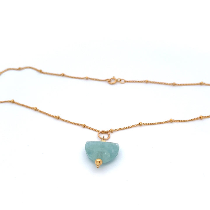 aegean - crescent aquamarine pendant necklace - workshopunderground.com