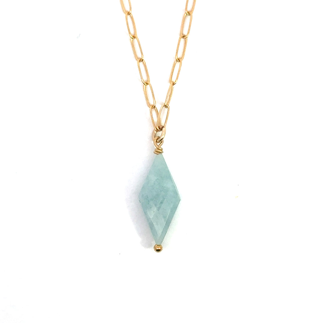 aquamarine pendant paperclip necklace