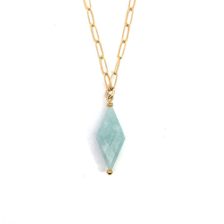 aquamarine pendant paperclip necklace