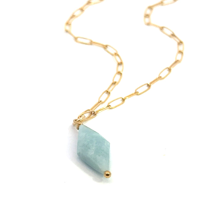 aquamarine pendant paperclip necklace