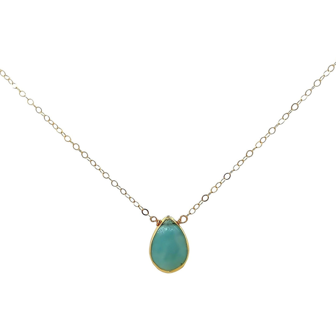 aegean - aquamarine rain drop necklace - workshopunderground.com