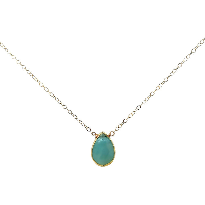 aegean - aquamarine rain drop necklace - workshopunderground.com
