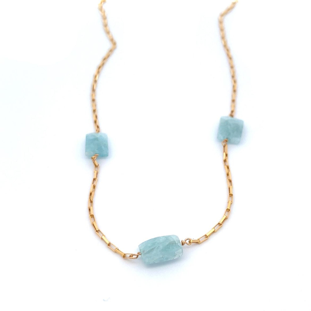aegean - aquamarine triplet necklace - workshopunderground.com