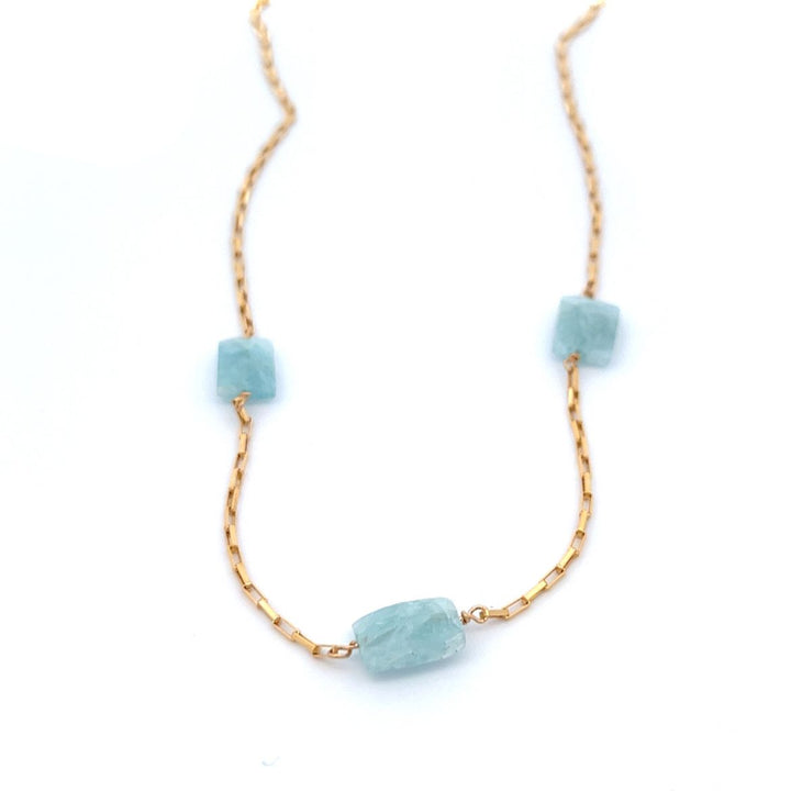 aegean - aquamarine triplet necklace - workshopunderground.com