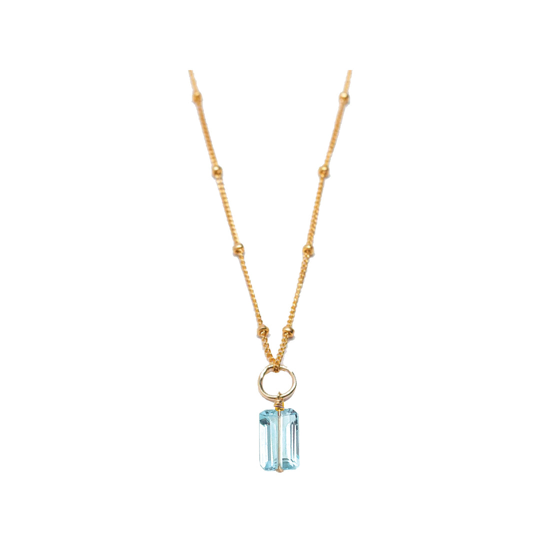 december - blue topaz - charm necklace