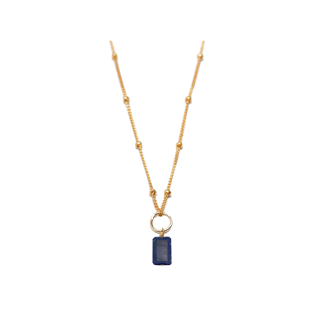 september - sapphire - charm necklace