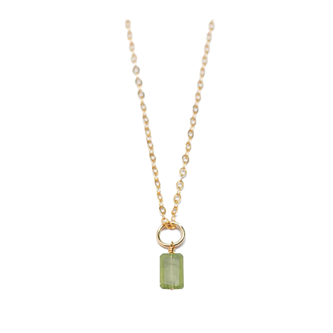 august - peridot - charm necklace