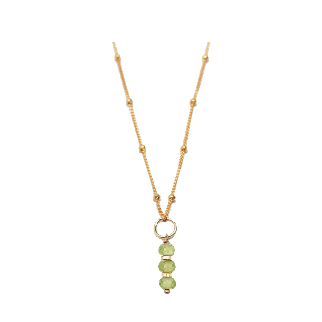 august - peridot - charm necklace