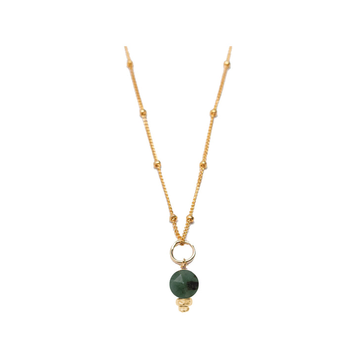 may - emerald - charm necklace