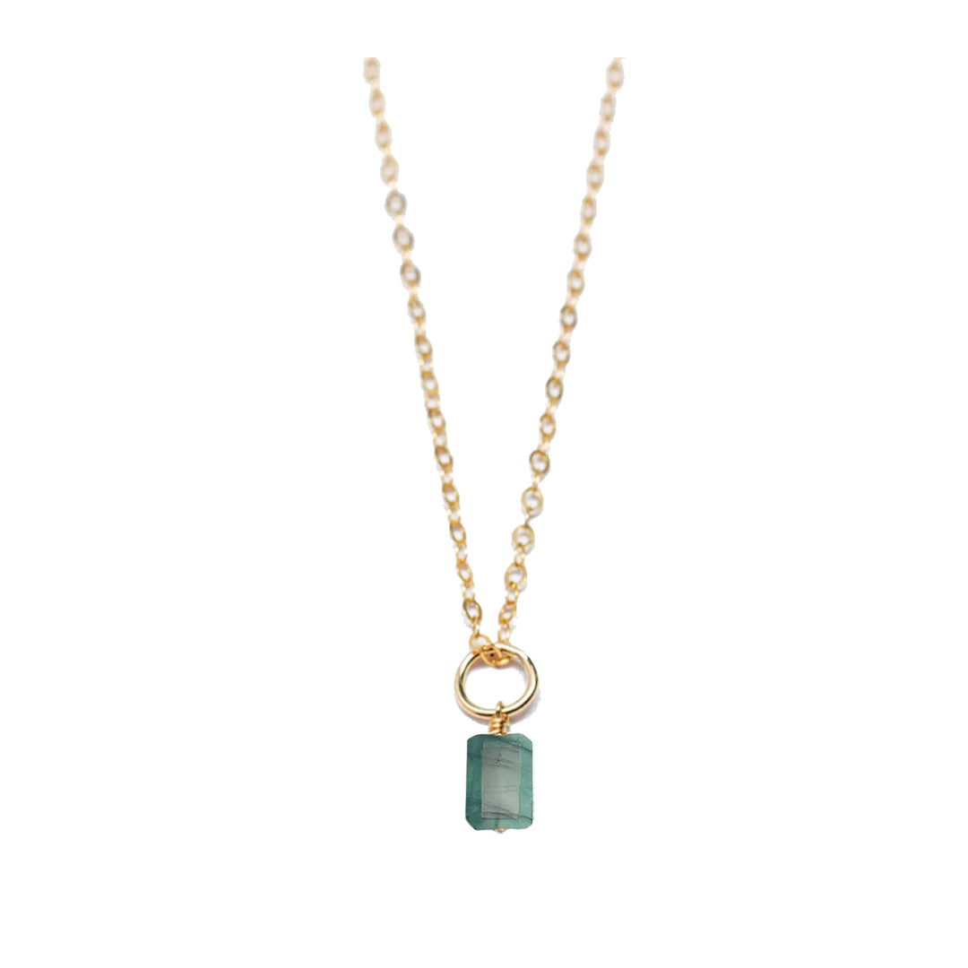 may - emerald - charm necklace