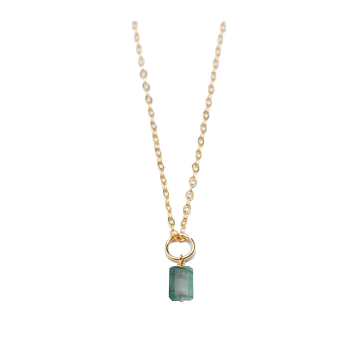may - emerald - charm necklace