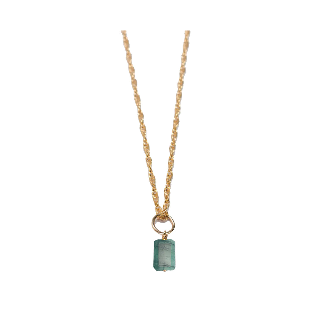 may - emerald - charm necklace