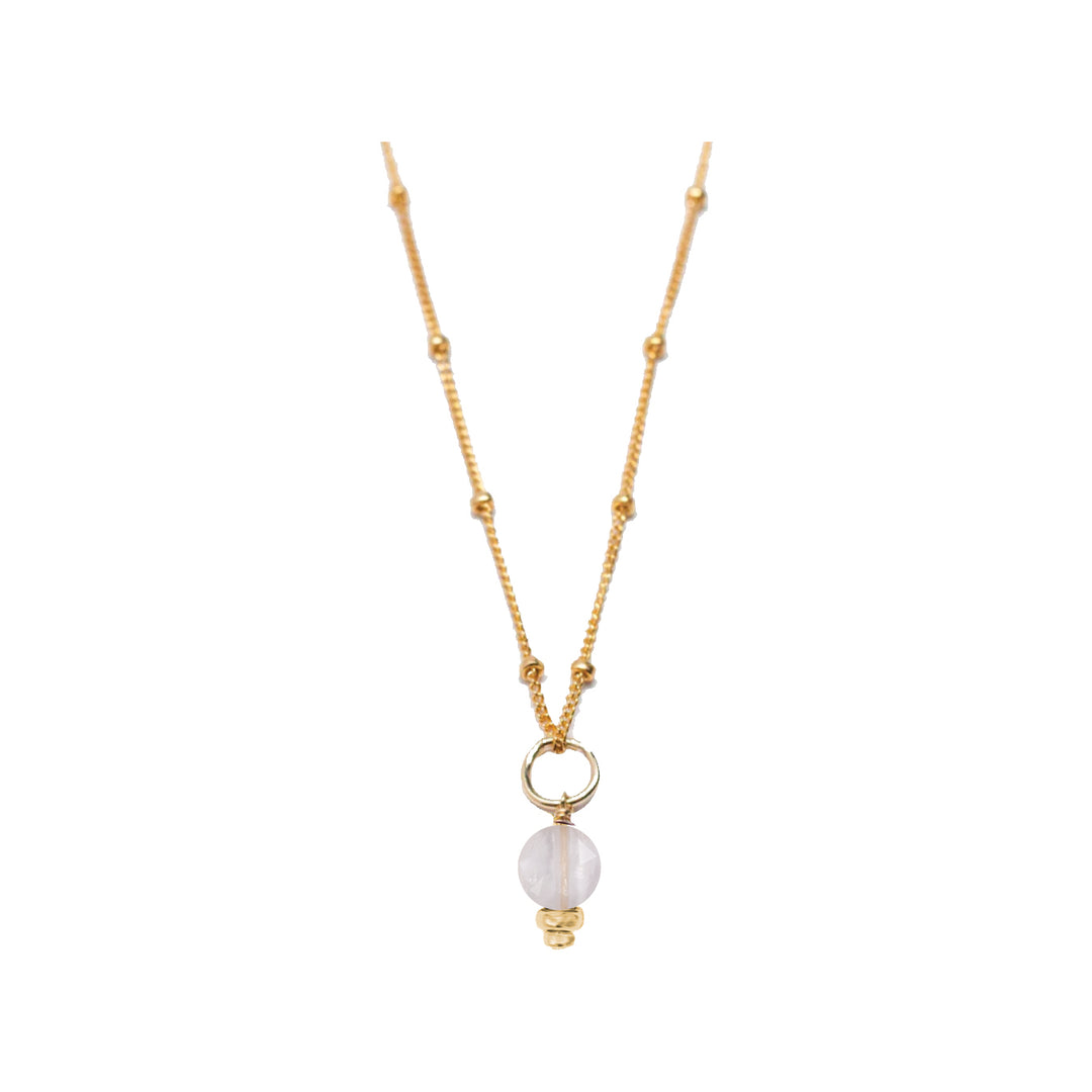april - rock crystal - charm necklace