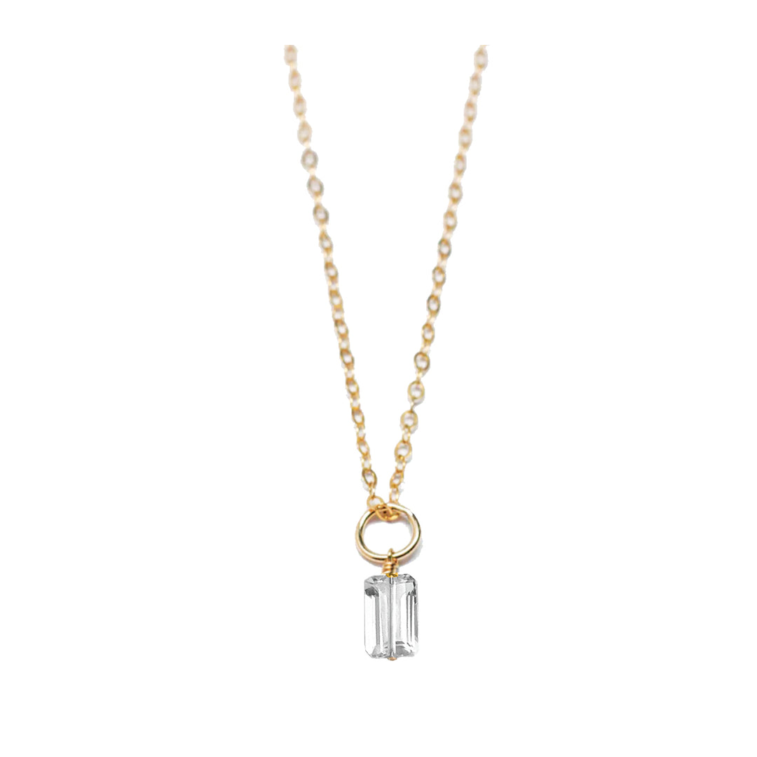 april - rock crystal - charm necklace