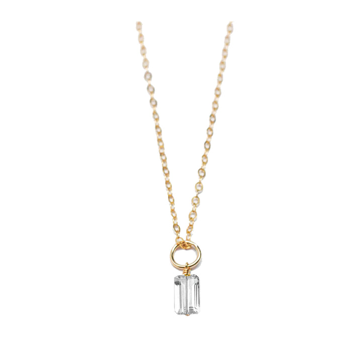april - rock crystal - charm necklace