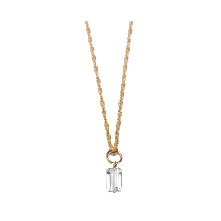 april - rock crystal - charm necklace
