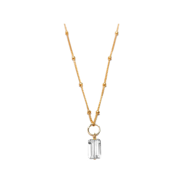 april - rock crystal - charm necklace