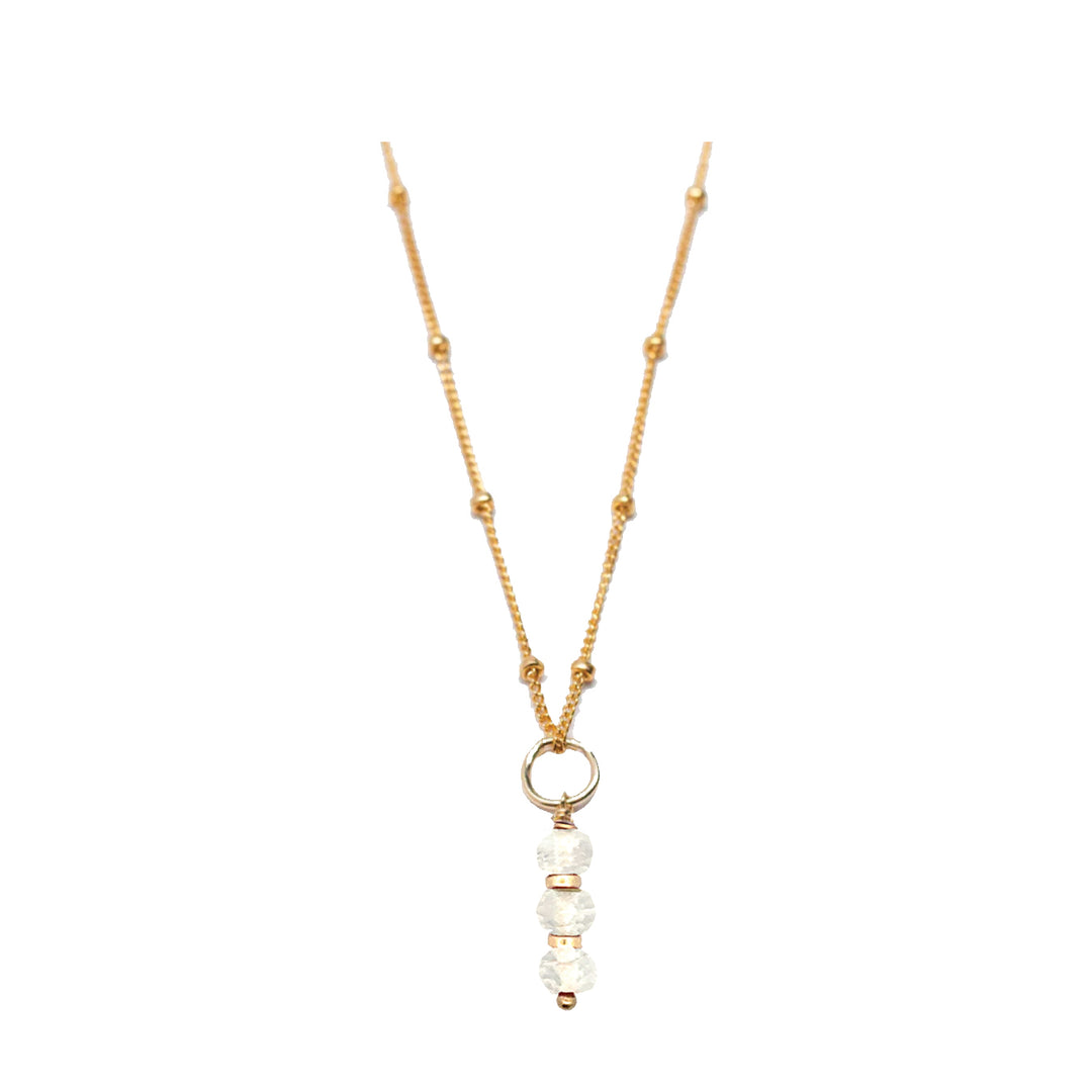 april - rock crystal - charm necklace