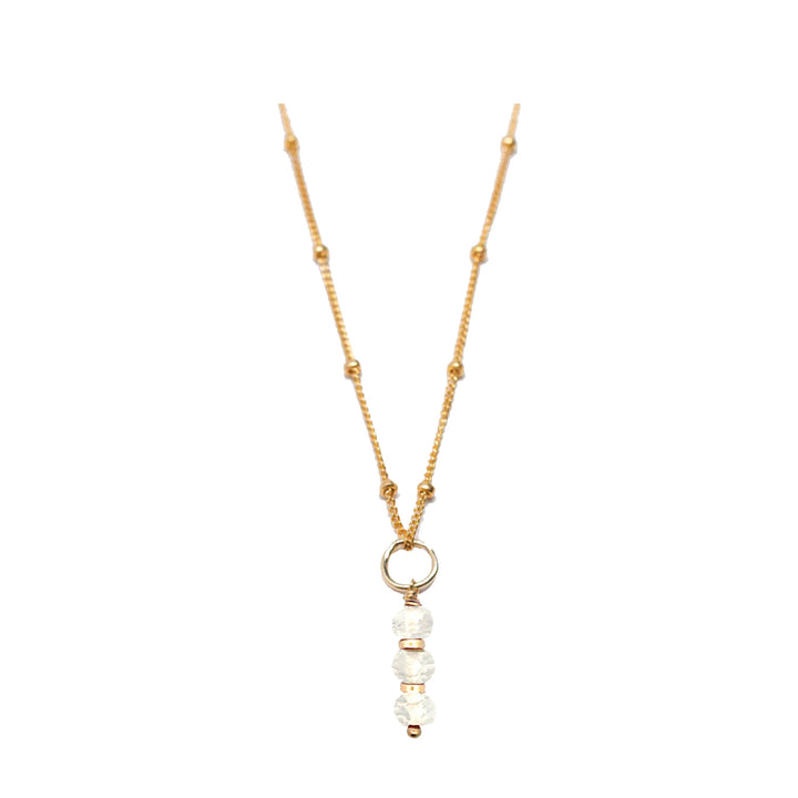 april - rock crystal - charm necklace