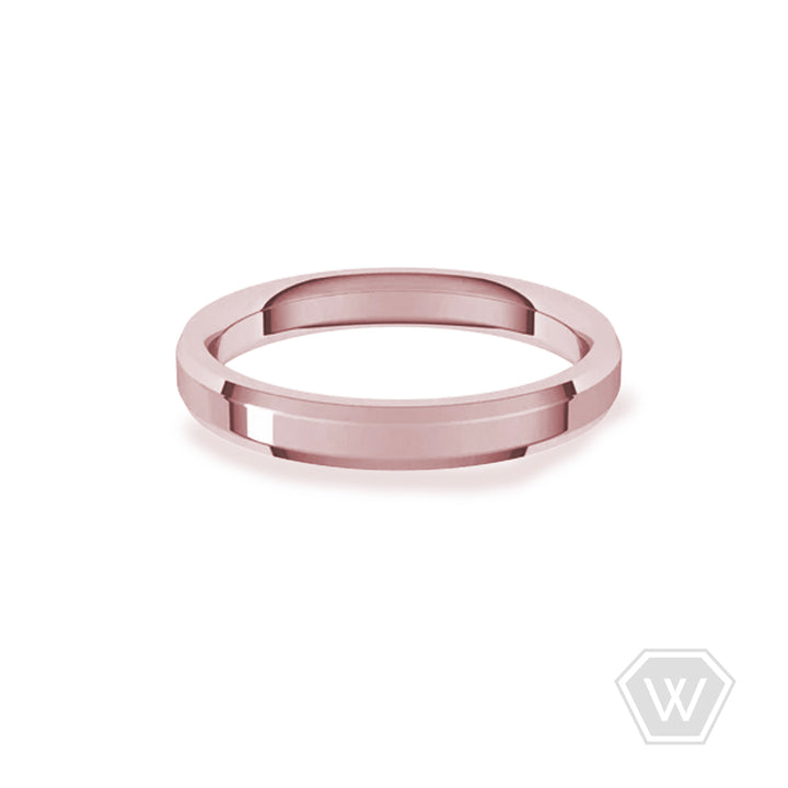 14K & 18K Beveled Edge Wedding Band - 3mm - workshopunderground.com