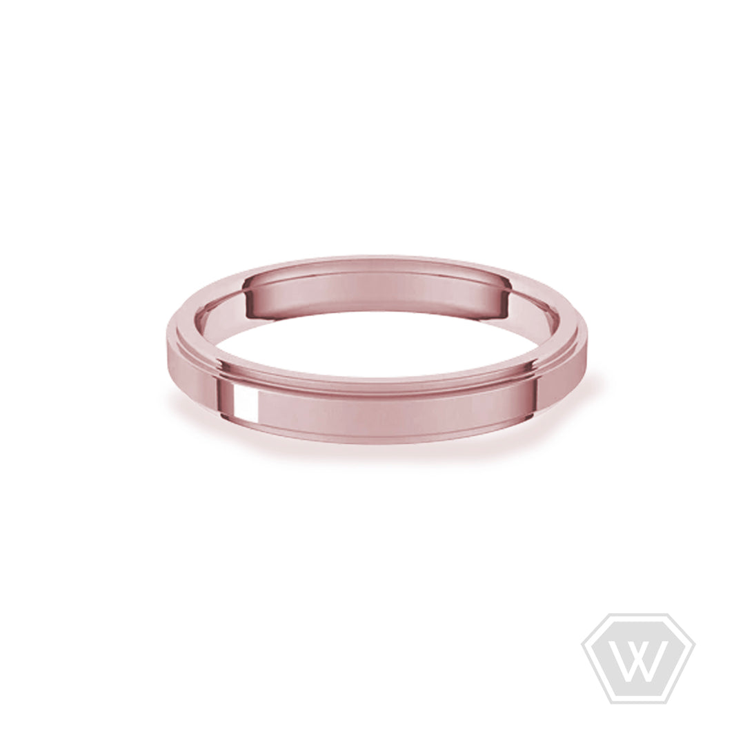 14K & 18K Stepped Edge Wedding Band - 3mm - workshopunderground.com