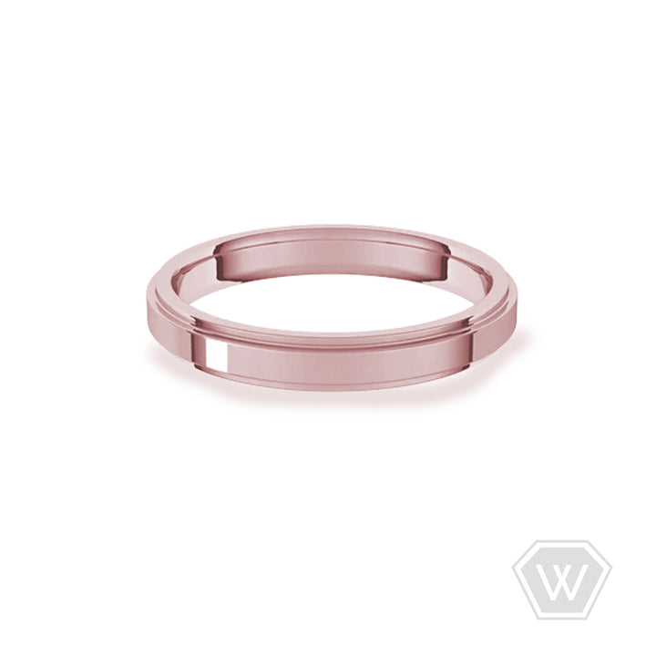14K & 18K Stepped Edge Wedding Band - 3mm - workshopunderground.com