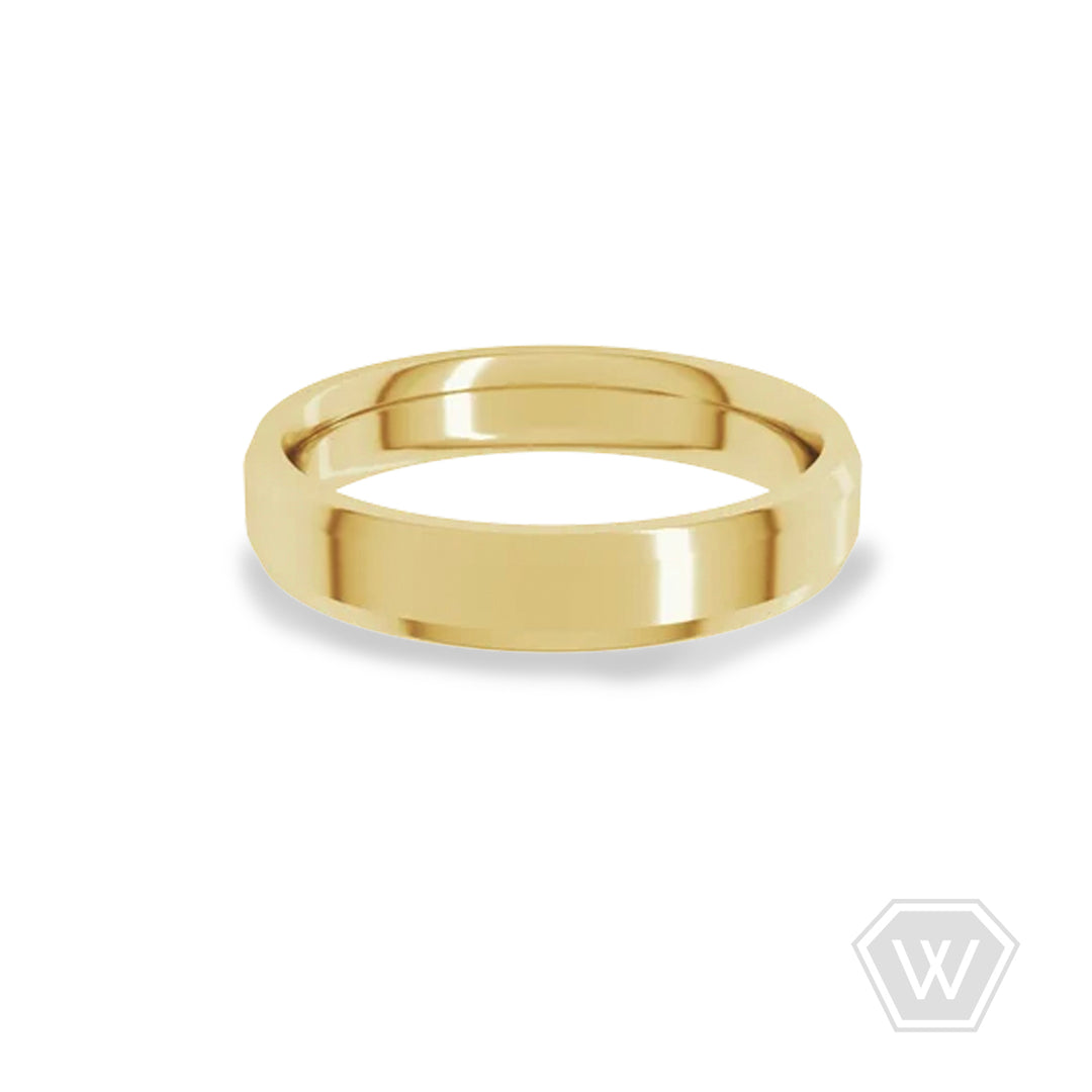 14K & 18K Beveled Edge Wedding Band - 4mm - workshopunderground.com