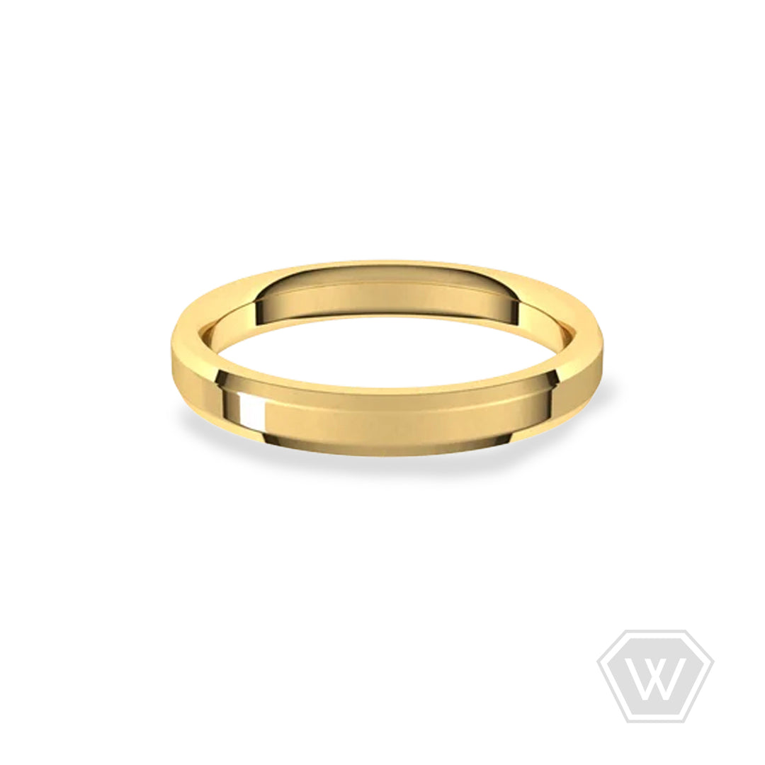 14K & 18K Beveled Edge Wedding Band - 3mm - workshopunderground.com