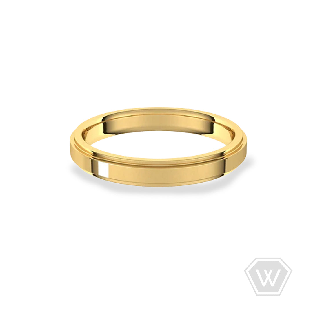 14K & 18K Stepped Edge Wedding Band - 3mm - workshopunderground.com