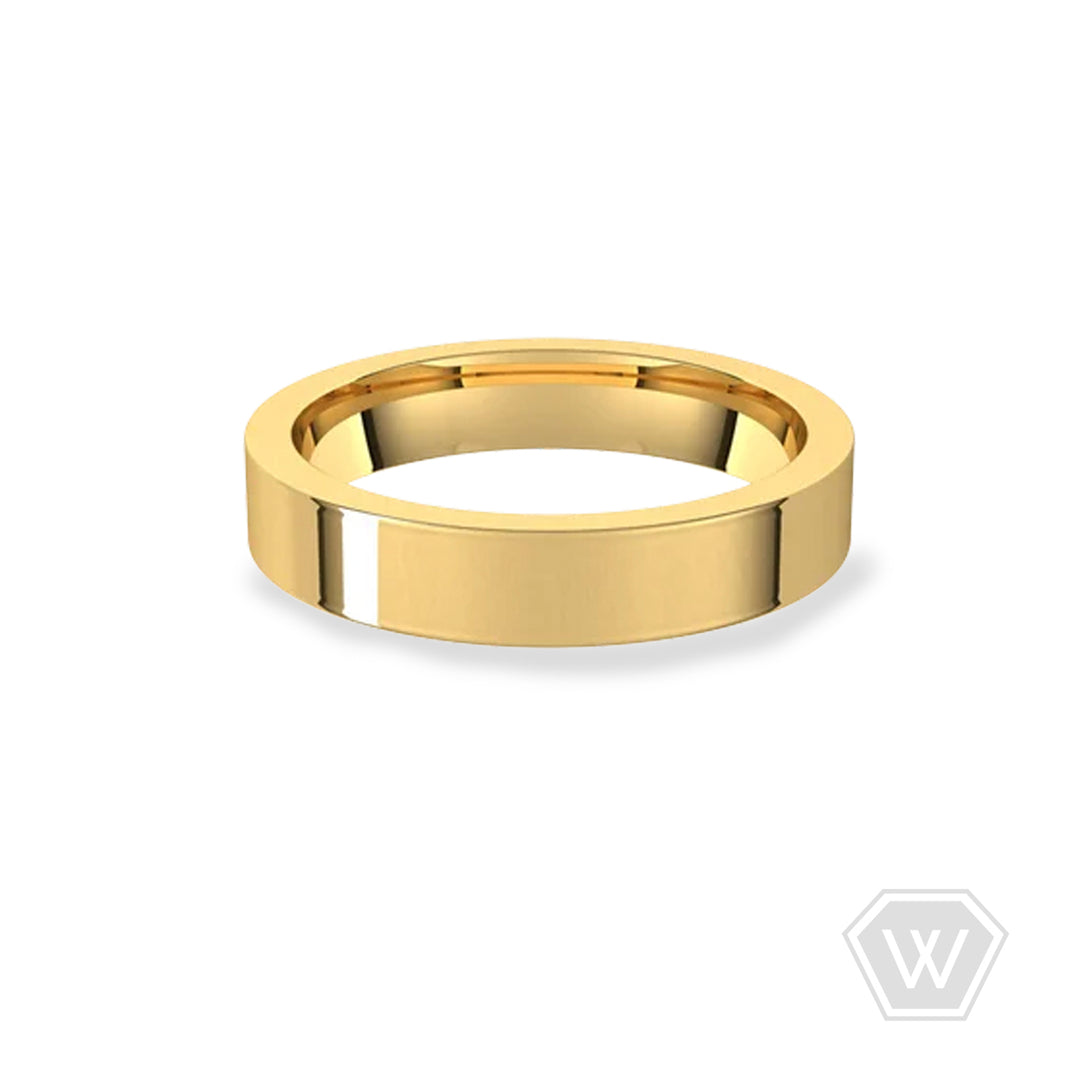 14K & 18K Flat Weddding Band - 4mm - workshopunderground.com