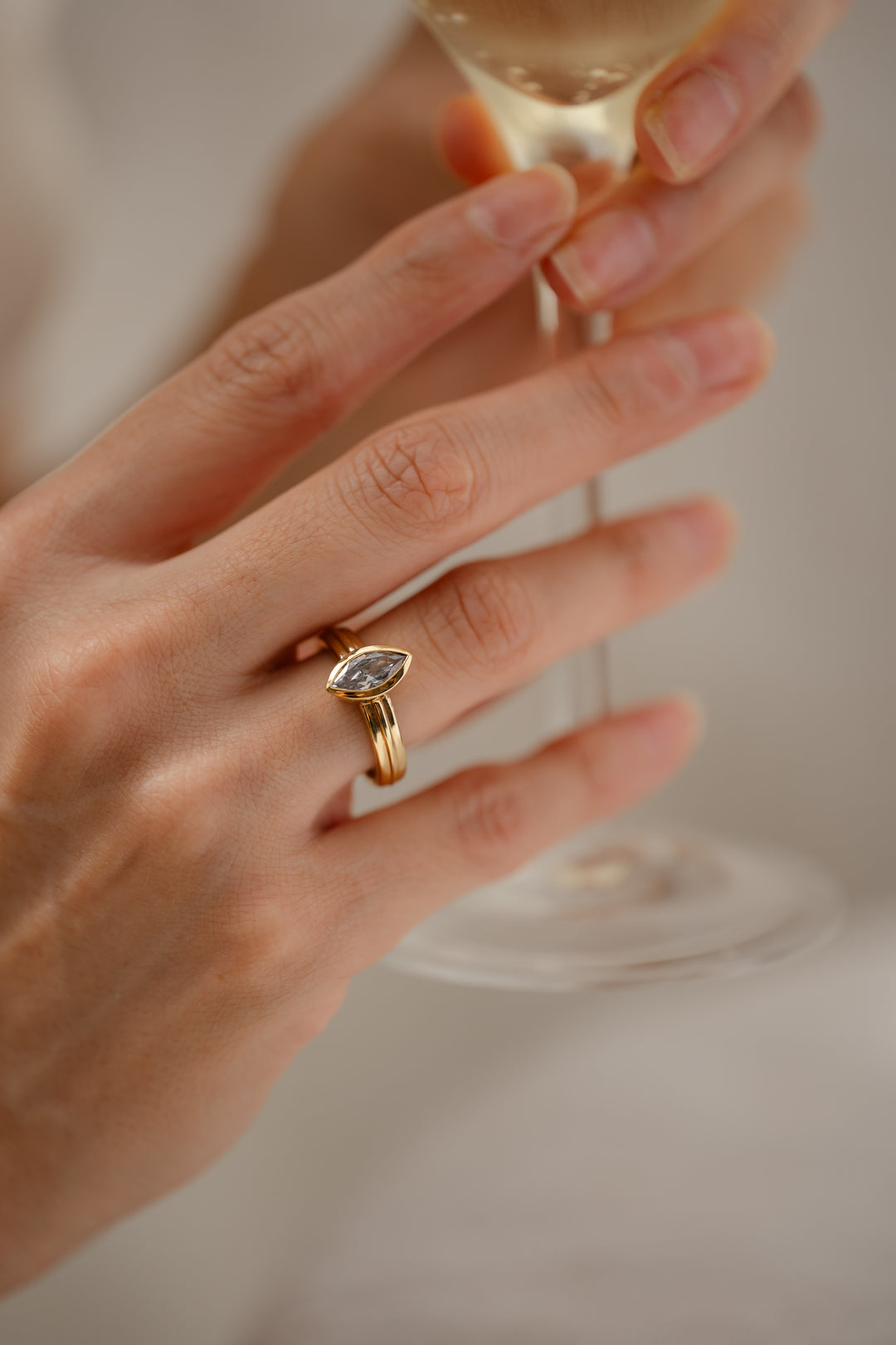 1 ct marquise diamond bezel ribbed engagement ring