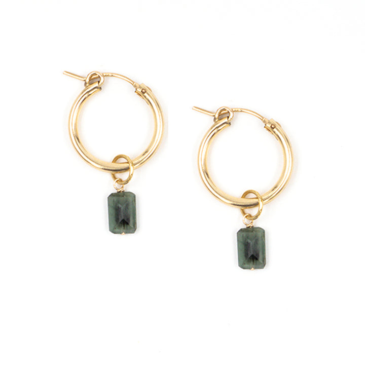 emerald drop hoop earrings