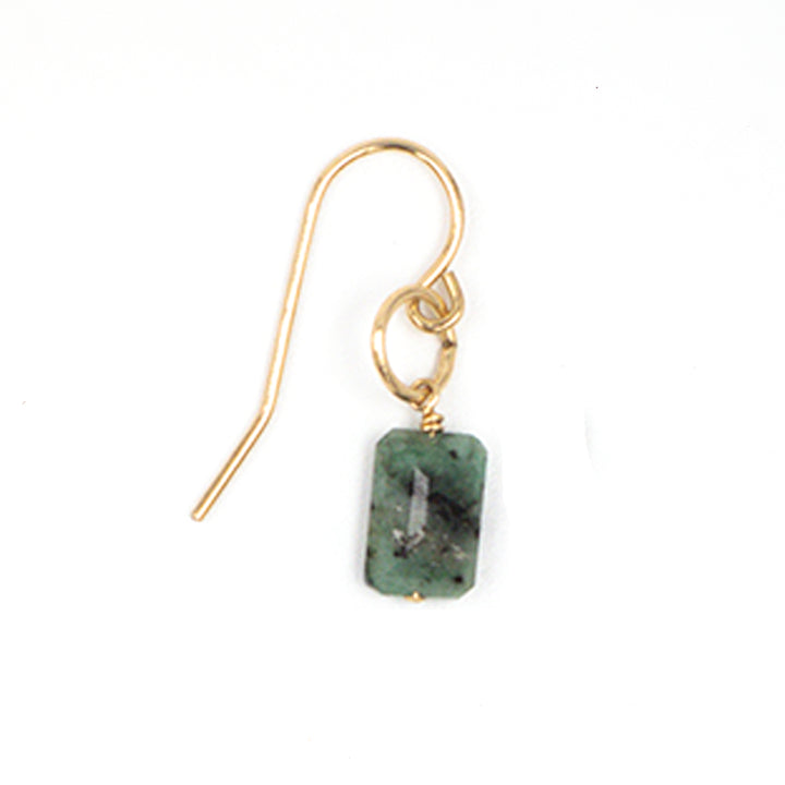 emerald drop fishwire earrings