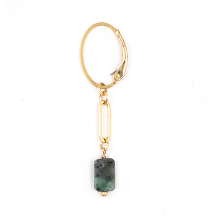 emerald clip chain drop earrings