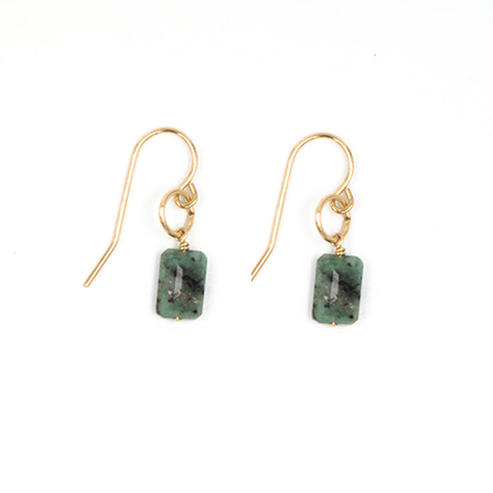 emerald drop fishwire earrings