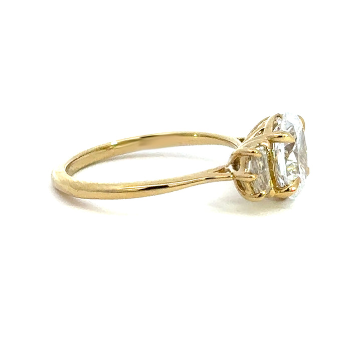 2.5 ctw oval diamond three-stone pentagon engagement ring