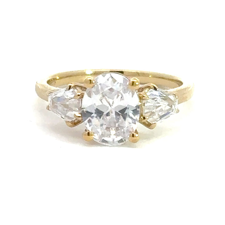 2.5 ctw oval diamond three-stone hexagon engagement ring