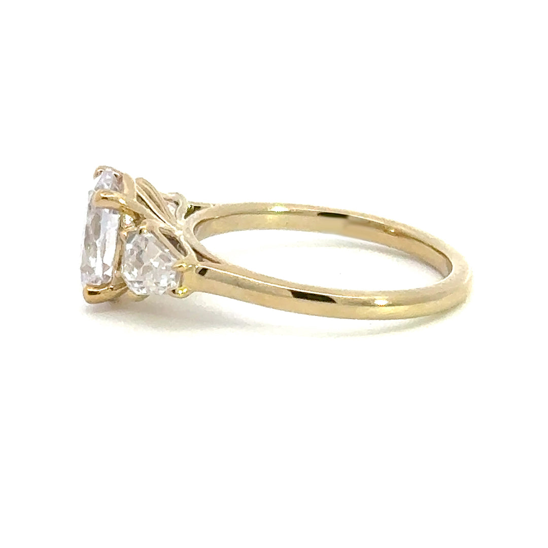 2.5 ctw oval diamond three-stone hexagon engagement ring
