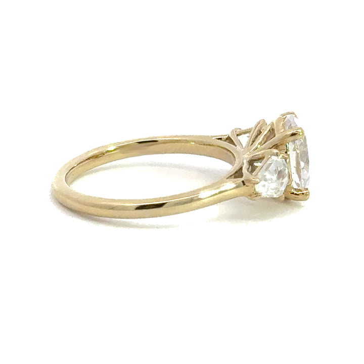 2.5 ctw oval diamond three-stone hexagon engagement ring