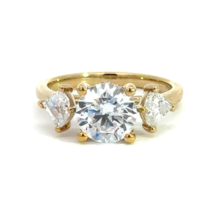2.6 ctw round diamond three-stone trillion engagement ring