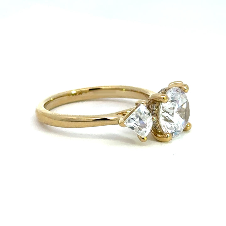 2.6 ctw round diamond three-stone trillion engagement ring