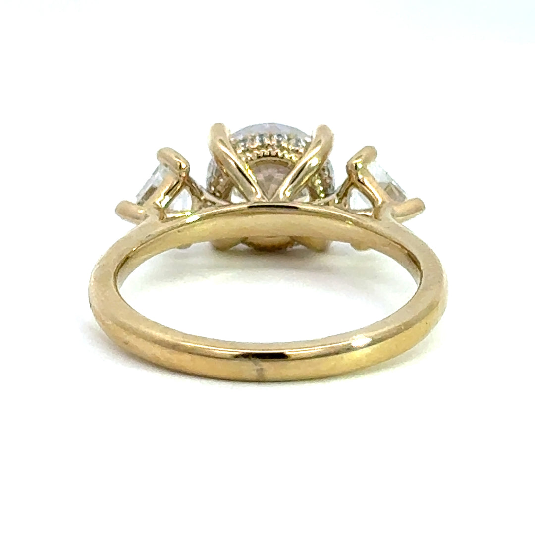 2.6 ctw round diamond three-stone trillion engagement ring