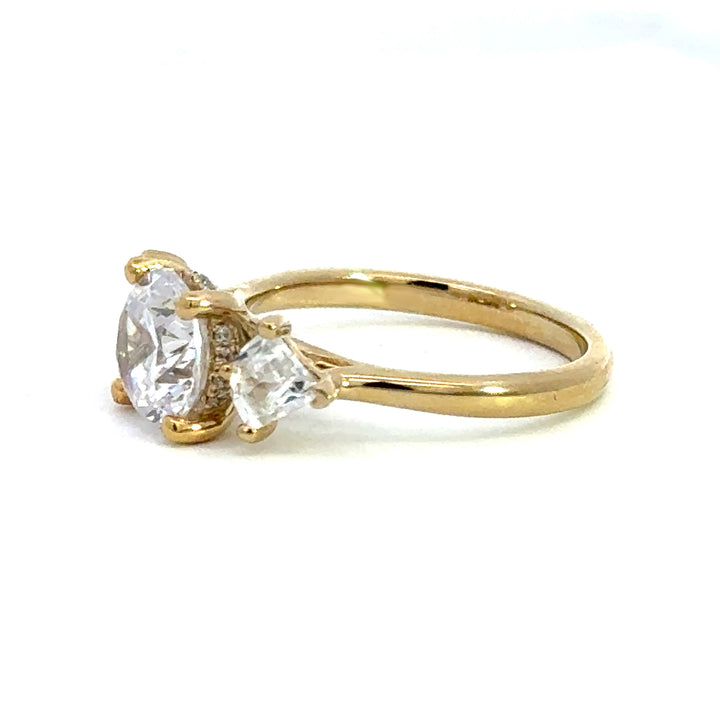 2.6 ctw round diamond three-stone trillion engagement ring