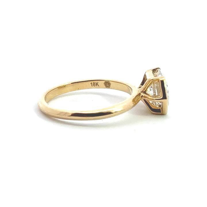 1.81 ct hexagon diamond half-bezel engagement ring - Workshop Fine Jewelry
