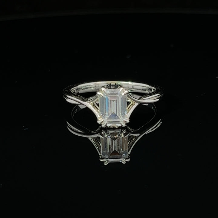 1 ctw double claw emerald-cut diamond engagement ring - workshopunderground.com