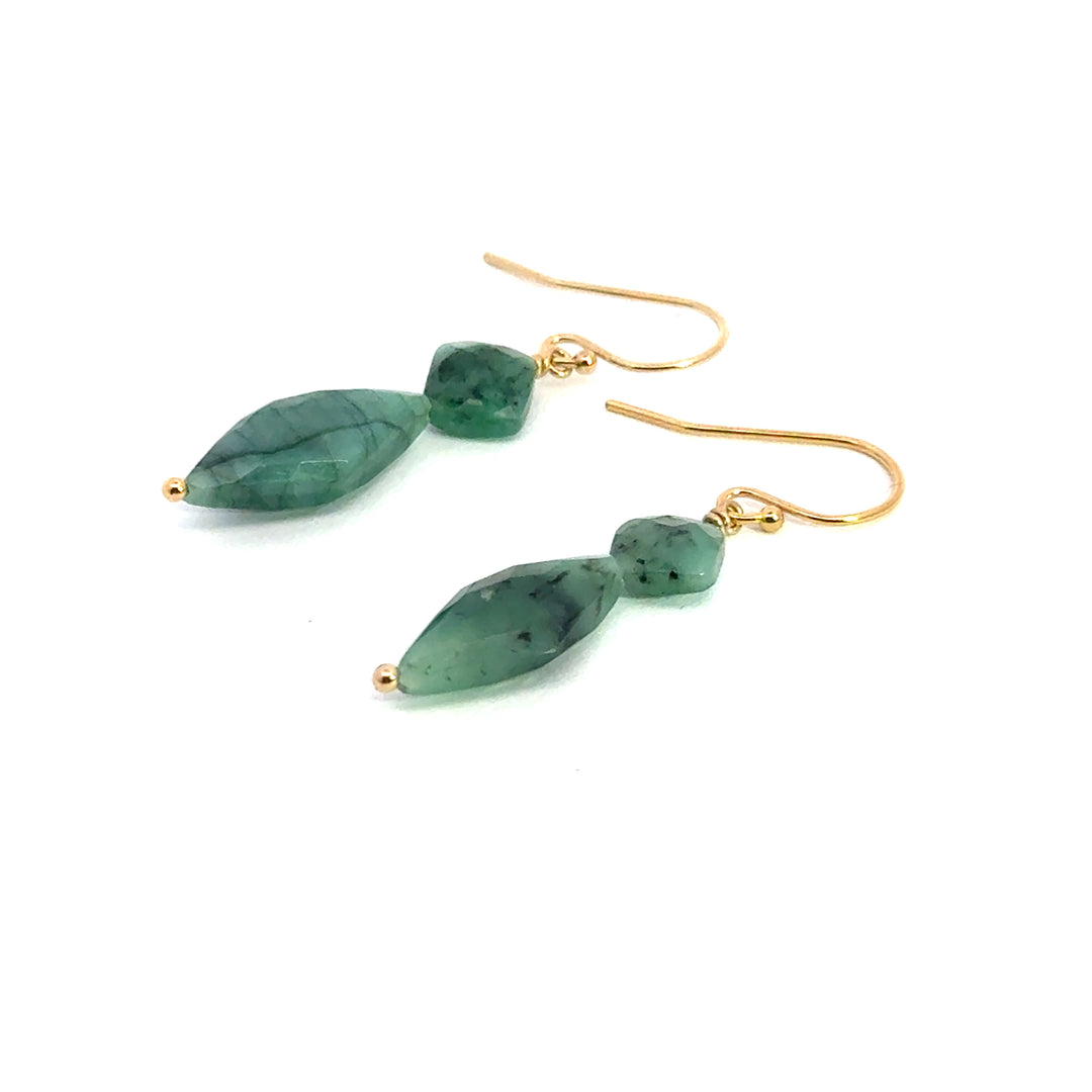 two-stone small & big emerald drop earrings