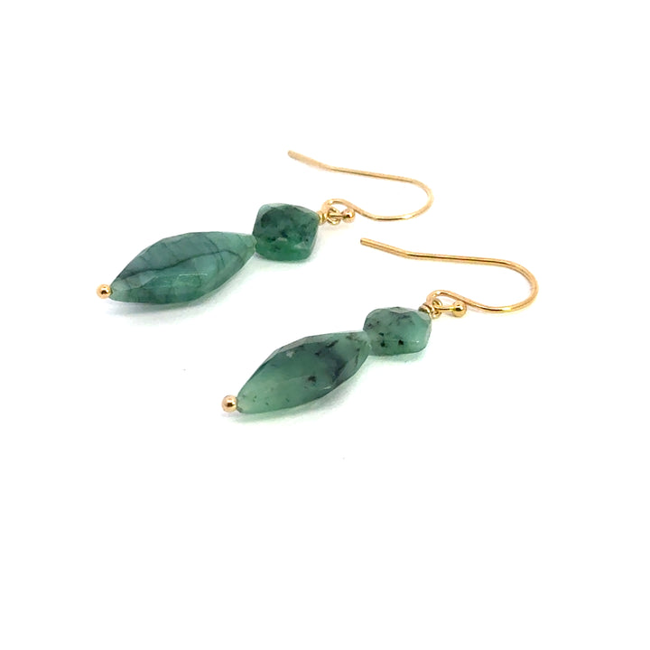 two-stone small & big emerald drop earrings