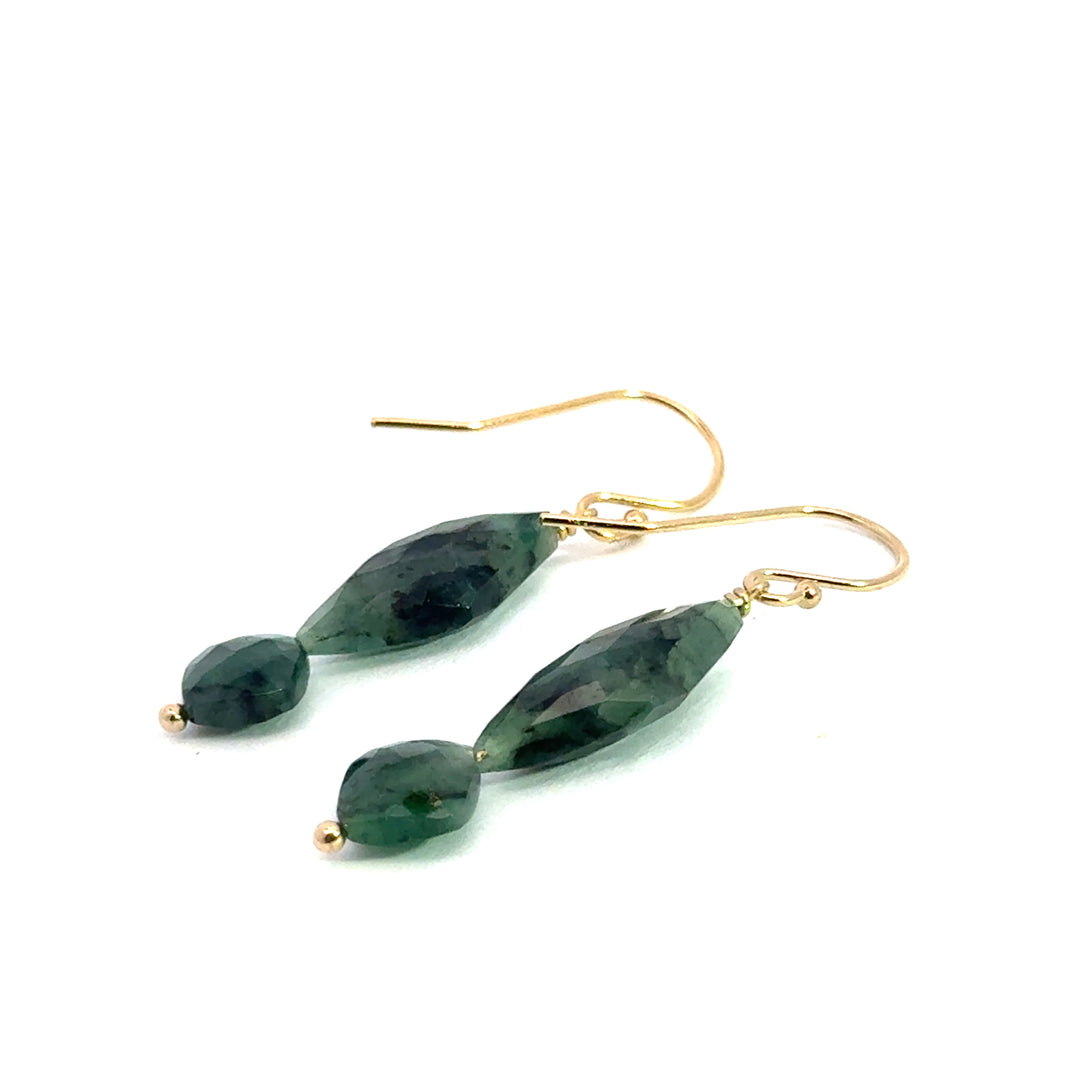 two-stone big & small emerald drop earrings