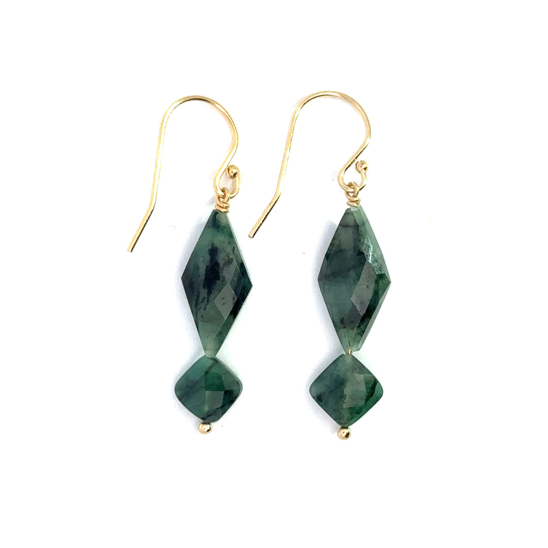 two-stone big & small emerald drop earrings