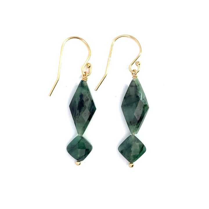 two-stone big & small emerald drop earrings